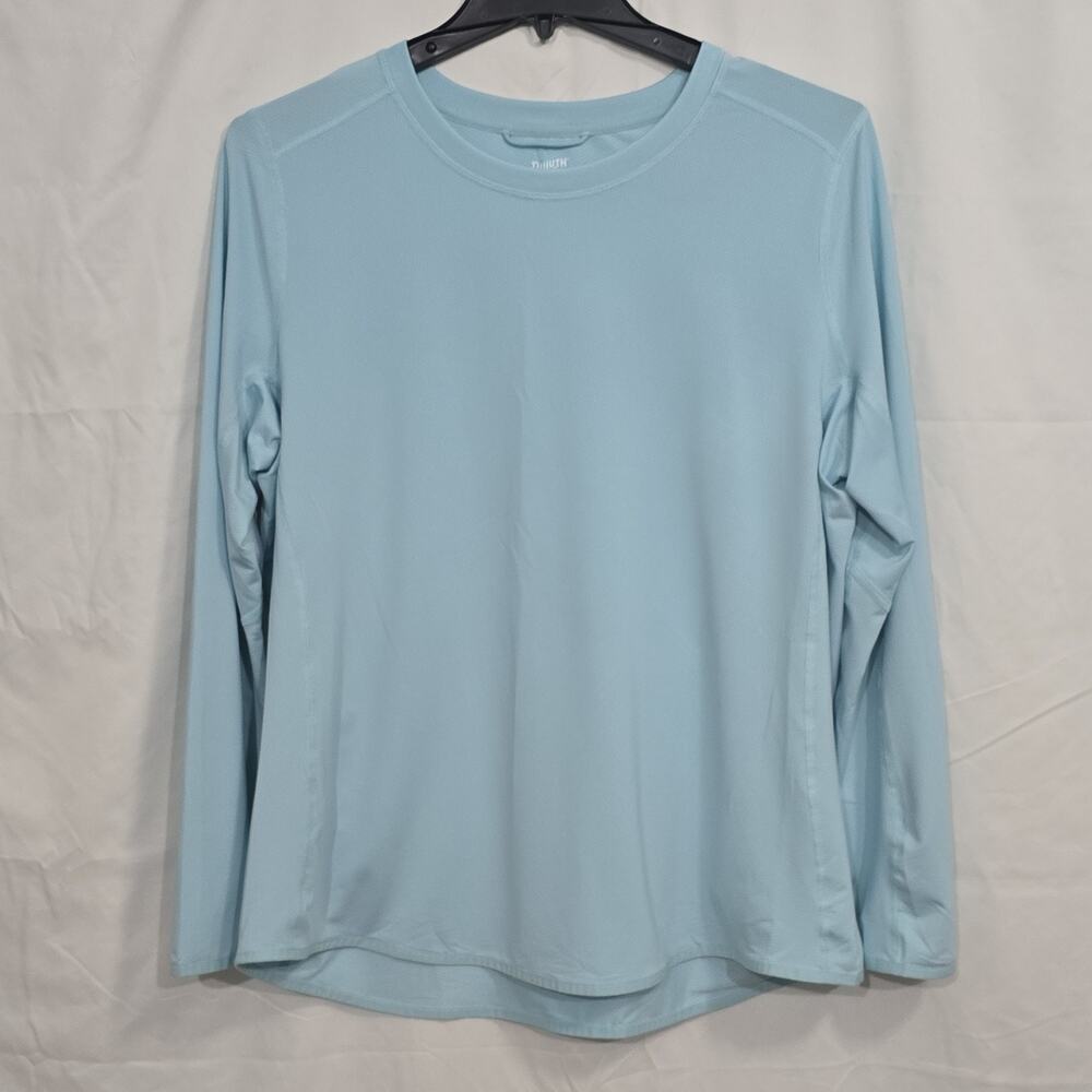 Duluth Womens XXL Light Blue Mesh Crew Neck Long Sleeve T-Shirt 92% Polyester